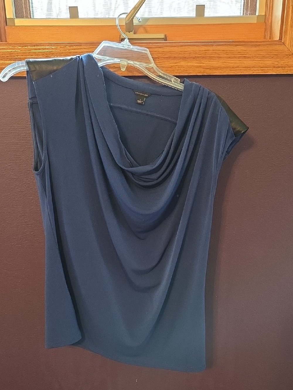 Ann Taylor Navy Sleeveless Cowl Neck Top